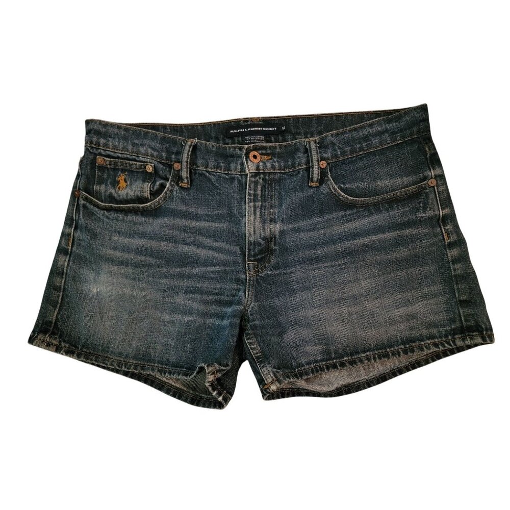 Ralph Lauren Sport Womens Denim Shorts Size 12 Cotton Blue Made In Colombia - Picture 2 of 5